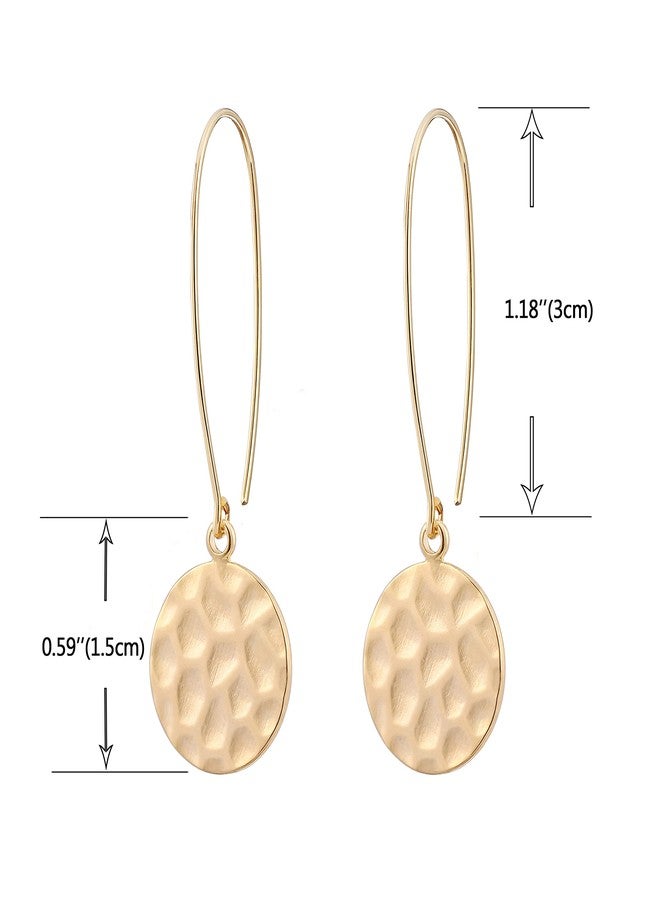 SOFYBJA Statement Long Gold Hammered Geometric Disc Earrings Circle Drop Dangling Earrings Round Hanging Hoop Jewelry for Women - Image 4